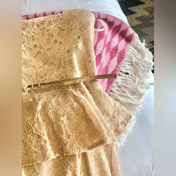 City Studio Juniors Pale Peach Lace Halter Dress - Picture 9 of 14